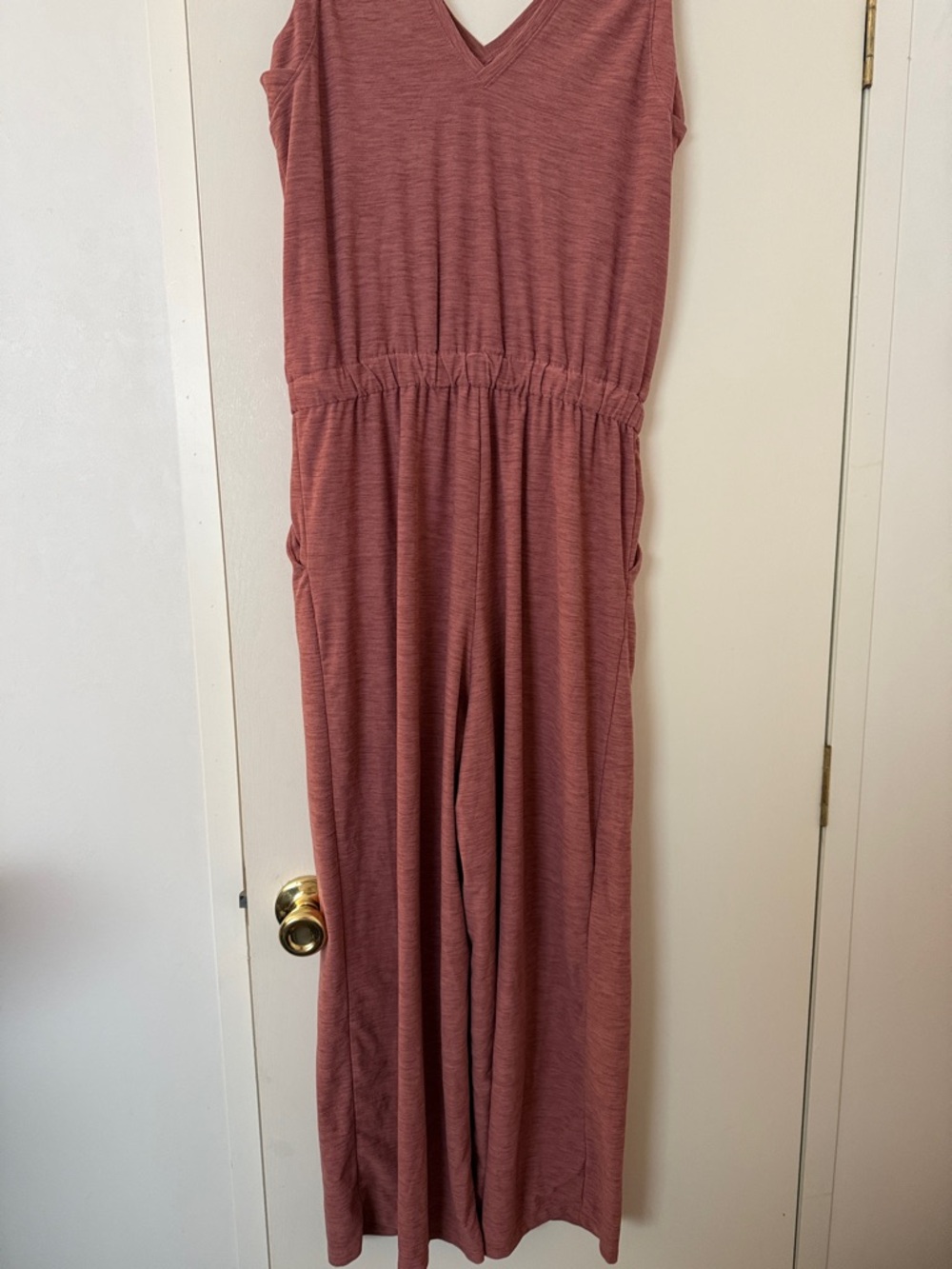 ON Breathe Sleeveless V-Neck WideLeg Jumpsuit - Dusty Rose - Picture 5 of 5